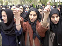 Reformist students protesting in Iran
